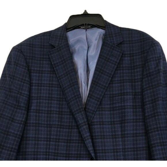 Enzo Tovare Blazer Mens 46R Blue Plaid Wool Sartorial AMF 2 Button Notch Lapel - Picture 2 of 16
